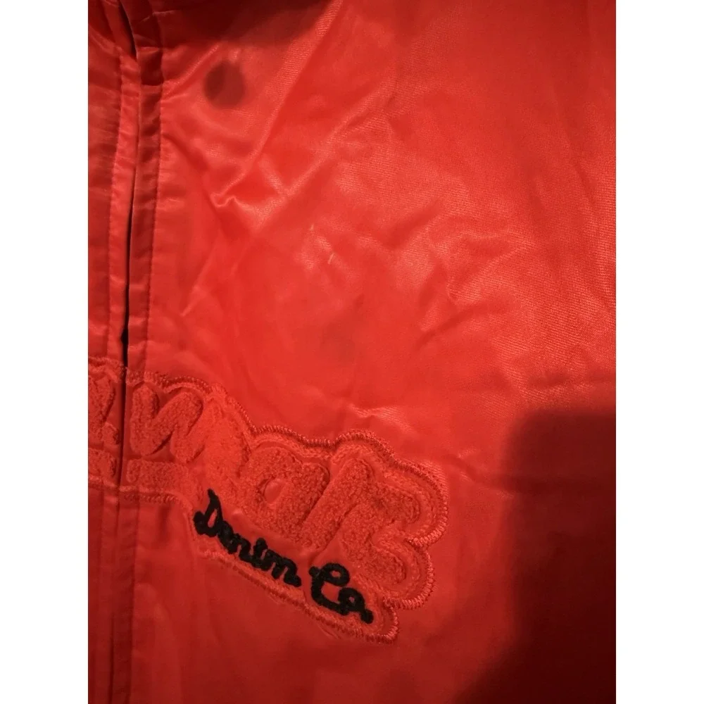Vintage‎ Rocawear Bomber Jacket Satin Embroidered Logo Red Men's Size 2XL Y2K